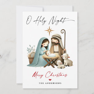 O Holy Night Christmas Nativity Scene Family Photo Holiday Card