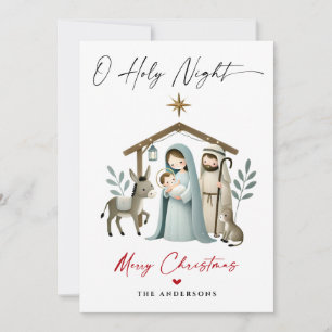 O Holy Night Christmas Nativity Scene Family Photo Holiday Card