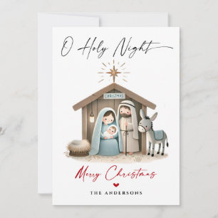 O Holy Night Christmas Nativity Scene Family Photo Holiday Card