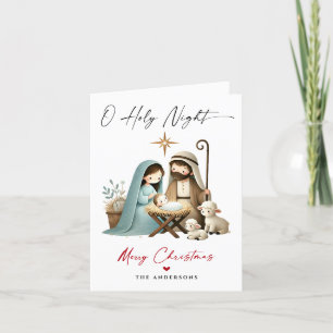 O Holy Night Christmas Nativity Scene Family Photo Holiday Card