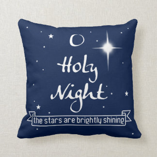 O Holy Night Christmas Throw Pillow - Blue