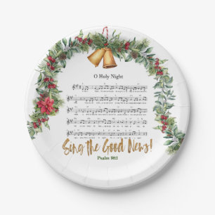 O HOLY NIGHT Elegant Christian Christmas Hymn Paper Plate