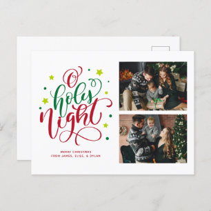 O Holy Night Fun Script 2 Photo Collage Holiday Postcard