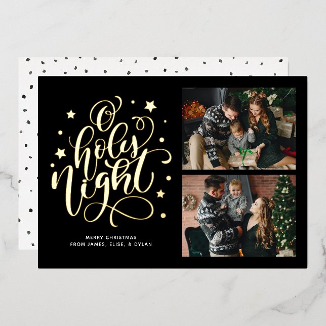 O Holy Night Hand Letter Photo Holiday Card (Front/Back)