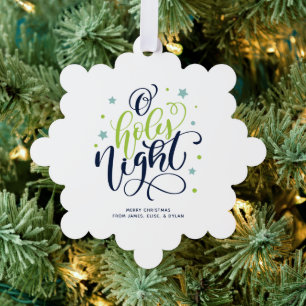 O Holy Night Hand Letter Photo Tree Decoration Card