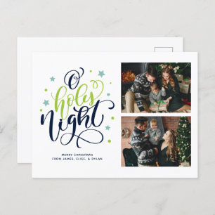O Holy Night Hand Lettered Photo Gallery Holiday Postcard