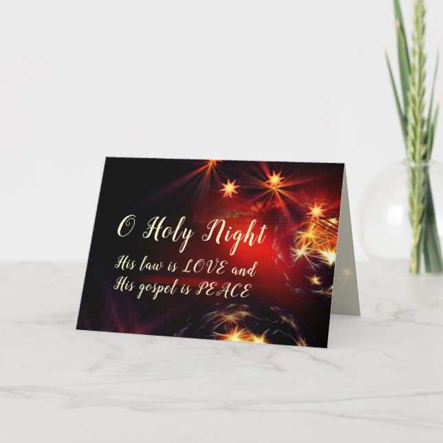 O Holy Night, His law is LOVE, Christmas Carol Card (Front)