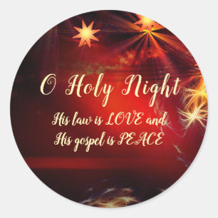 O Holy Night, His law is LOVE, Christmas Carol Classic Round Sticker