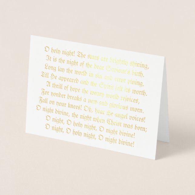O Holy Night Lyrics Foil Christmas Card (Front)