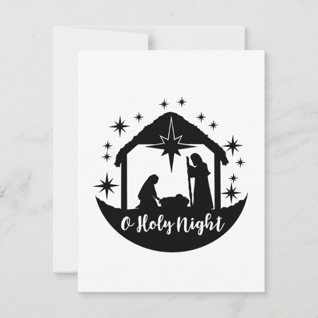 O Holy Night Manger Classic Thank You Card (Front)