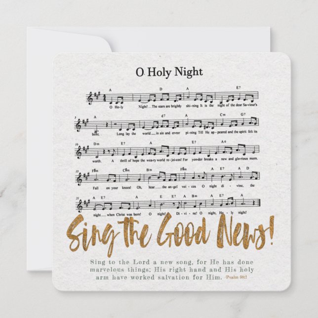 O HOLY NIGHT Minimalist Religious Christmas Hymn  Holiday Card (Front)