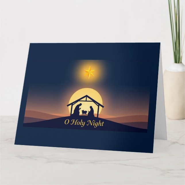 O Holy Night Nativity Christmas Card (Front)