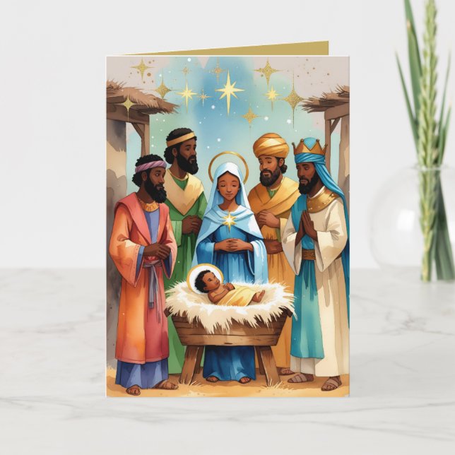 O Holy Night Nativity Christmas  Holiday Card (Front)