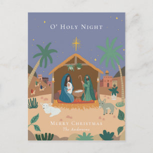 O' Holy Night Nativity Scene Christmas Holiday Postcard