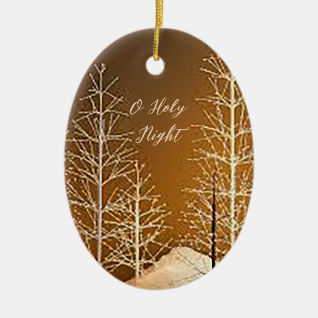 O Holy Night Oval Christmas Ornament  (Front)