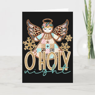 O Holy Night Patchwork Angel Christian Jesus Chris Card