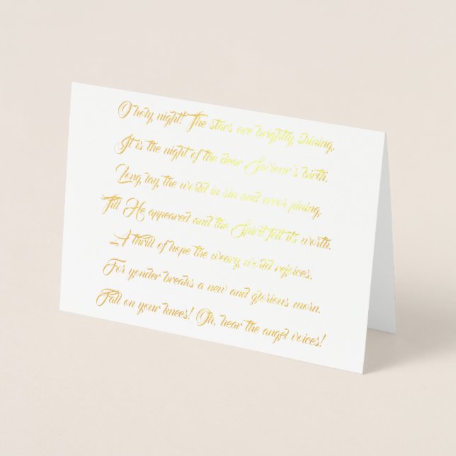 O Holy Night Song Lyrics Foil Christmas Card (Front)