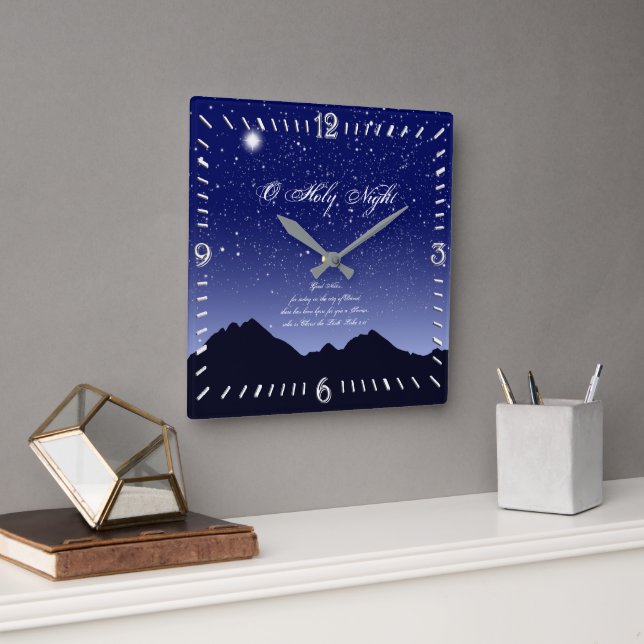 O Holy Night Square Wall Clock (Office)