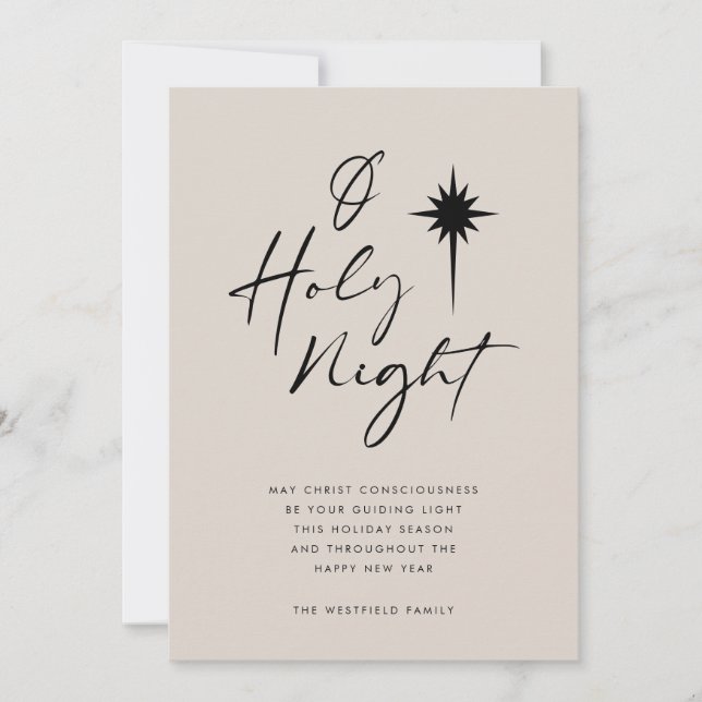 O Holy Night Star of Bethlehem Minimalist Holiday Card (Front)