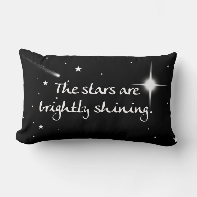 O Holy Night & Stars Long Holiday Pillow - Black (Front)