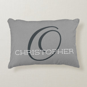O Initial Personalised Name Black White Grey Decorative Cushion