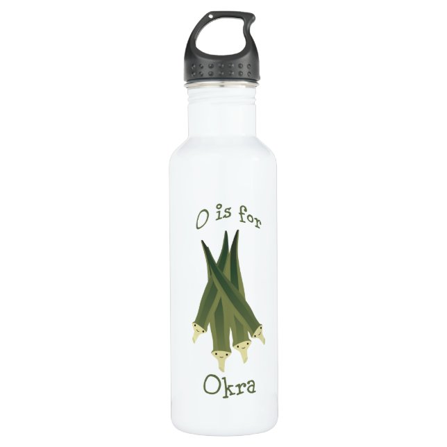 O is for Okra. 710 Ml Water Bottle (Front)