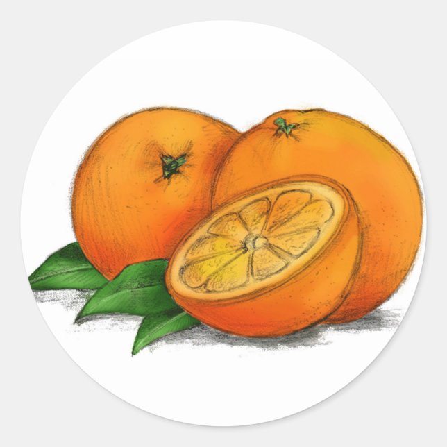 O is for Oranges Classic Round Sticker (Front)