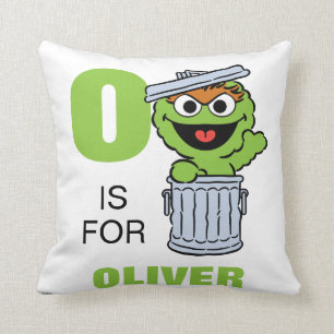 O is for Oscar the Grouch   Add Your Name Cushion