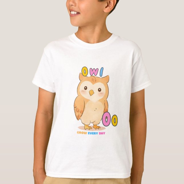 “O is for Owl” Alphabet Tee – Grow Every Day (Front)