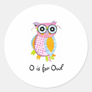 O is for Owl Classic Round Sticker