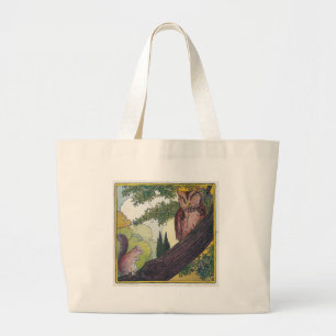 O is the old owl that sits in a tree large tote bag