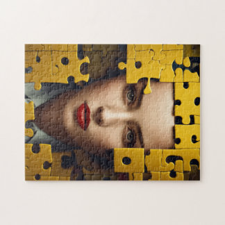 O jigsaw como um ícone achatado e simétrico jigsaw puzzle