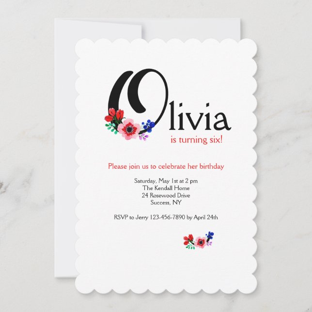 "O" Letter (Add Any First Name With Letter O) Invitation (Front)