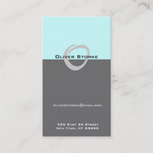O Letter Alphabet Business Card Blue Grey
