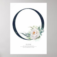 O Letter Monogram White Flowers and Greenery