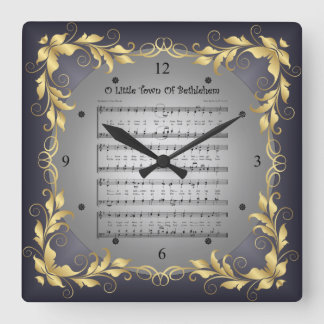 O Little Town Of Bethlehem ~ Sheet Music ~ * ~ Square Wall Clock