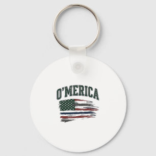 O’Merica Vintage Distressed Flag Shirt Design_1 Key Ring