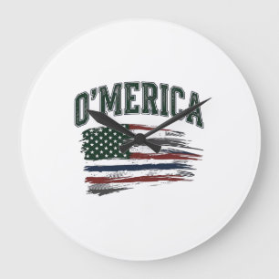 O’Merica Vintage Distressed Flag Shirt Design_1 Large Clock