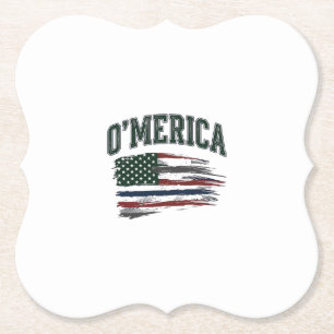 O’Merica Vintage Distressed Flag Shirt Design_1 Paper Coaster