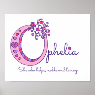 O monogram art Ophelia girls name meaning poster