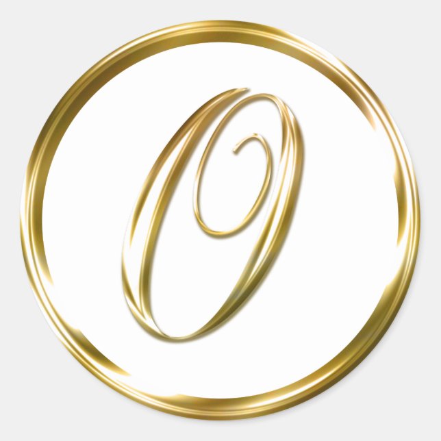 O Monogram Faux Gold Envelope Or Favour Seal (Front)