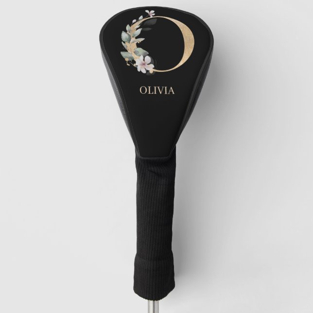 O Monogram Floral Personalised Golf Head Cover (Front)
