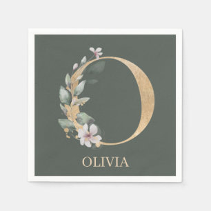 O Monogram Floral Personalised Napkins