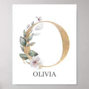 O Monogram Floral Personalized Poster