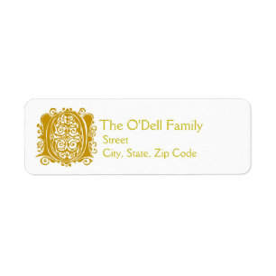 O Monogram "Gold Lace" design Address Lables
