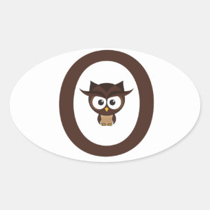 O - Owl Oval Sticker