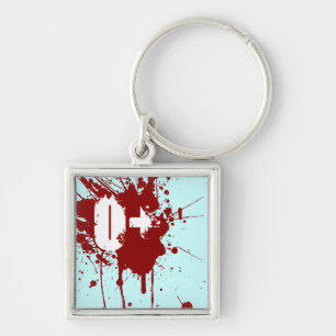 O Positive Blood Type Funny Vampire & Zombie Donor Key Ring
