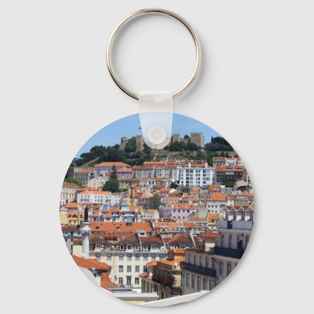 O Rossio e a Colina do Castelo, Lisboa, Portugal Key Ring (Front)