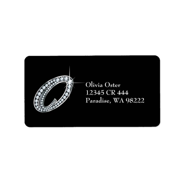 O Script Faux-"Diamond Bling" Label (Front)