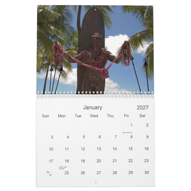Oahu 2007 Calendar (Jan 2027)